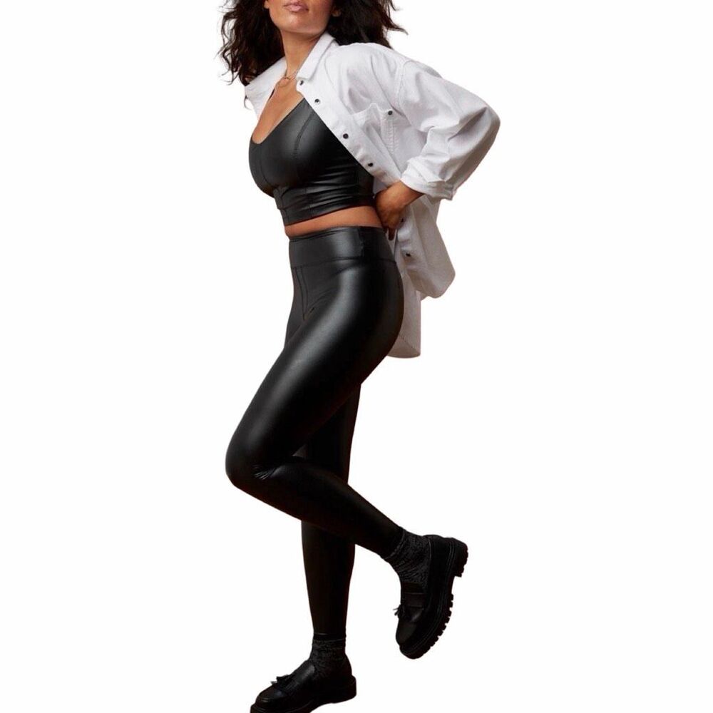 OFFLINE by aerie Real Luxe Faux Leather Leggings - Size Medium - Black
